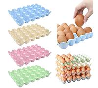 EMAGEREN 4 PCS Boîte de Stockages 24 Grilles Oeufs Rangement oeuf frigo Boite a Oeufs en Plastique Porte-Oeufs Plateaux rangement pour frigo empilable pour Réfrigérateurs de Cuisine Gardez Le Frais
