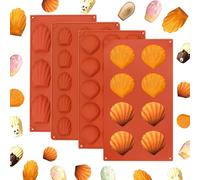 EMAGEREN Lot de 4 moules à madeleine en silicone résistants à la chaleur, réutilisables, pour chocolats et bonbons