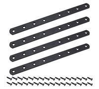 eMagTech Lot de 4 équerres plates droites avec 32 vis de fixation en métal pour réparation de meubles en bois, bibliothèque, table Noir