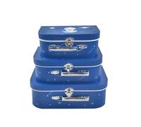 emartbuy Lot de 3 valises de présentation rigides de luxe avec impression système solaire, intérieur bleu avec poignée en métal et fermoir