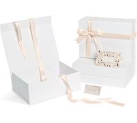 Emballage cadeau d'anniversaire pour cadeaux de Noël, boîte cadeau blanche, 22,9 x 16,8 x 10 cm, petite boîte cadeau 3 pièces avec couvercle pour mariage, boîte magnétique