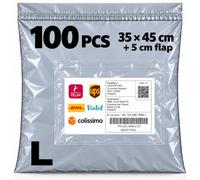 Emballage Colis Vinted Enveloppe Plastique Expedition Pochette Envoie Colis Avec Pochette Bordereau Expedition Sac Vetement Opaque Imperméable Autocollant Résistant Standart (Gris clair - 100 Pcs, L)
