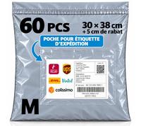 Emballage Colis Vinted Enveloppe Plastique Expedition Pochette Envoie Colis Avec Pochette Bordereau Expedition Sac Vetement Opaque Imperméable Autocollant Résistant Standart (Gris clair - 60 Pcs, M)