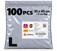 Emballage Colis Vinted Enveloppe Plastique Expedition Sac Envoie Colis Vinted Pochette Expedition Sans Porte Bordereau Sac Vetement Opaque Imperméable Autocollant Résistant (Gris clair -100 Pcs, L)