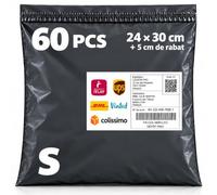 Emballage Colis Vinted Enveloppe Plastique Expedition Sac Envoie Colis Vinted Pochette Expedition Sans Porte Bordereau Sac Vetement Opaque Imperméable Autocollant Résistant (Fumé - 60 Pcs, S)