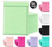 Emballage de livraison multicolore, 50 pièces, fournitures pour petites entreprises, enveloppes, paquets d'expédition, sac d'emballage à bulles Purple
