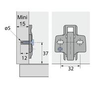 Embase cruciforme pour montage d'angle - avec vis et manchons - distance 0 mm - 200 pièces HETTICH