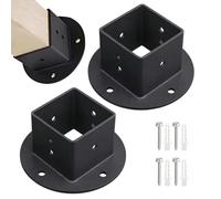 Embase de poteau Support métallique carré robuste 5,08 x 5,08 cm, 2 pièces | Base Métal Pour Poteau Pour Balcons Clôtures Cours Terrasses Pergolas Gazébos Porches Pieds de