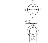Embase M12 Lutronic 1231 04 T9CP 1234 embase mâle Nombre de pôles: 4 1 pc(s)