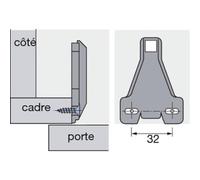 Embases type 9000 pour construction à cadre-réglage par trous oblongs-D0mm-10pièces HETTICH