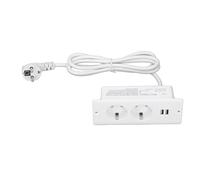 Embedded Power Outlet 2 USB 2 10A Ports Recessed Desk Socket in Desk Power Hub with 1.5m Cable (Blanche)