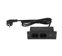 Embedded Power Outlet 2 USB 2 10A Ports Recessed Desk Socket in Desk Power Hub with 1.5m Cable (Noire)