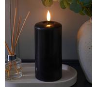 Ember Candles™ Signature Bougie LED noire télécommandée 15 cm - 100 % cire véritable, flamme ultra réaliste, design coulé à la main, alimentée par piles, minuterie de 6 heures pour une utilisation en