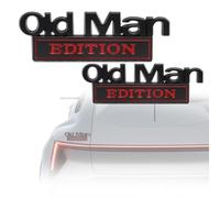 Emblème de Voiture Old Man Edition Lot de 2, Autocollant 3D Métal Noir et Rouge pour Carrosserie, Badge Humour à Coller pour Voiture SUV Moto, Autocollant Résistant pour Personnalisation Tuning Auto