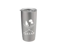 Emblème du drapeau du Qatar Gobelet isotherme en acier inoxydable double paroi