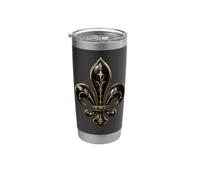 Emblème gothique héraldique français fleur de lys noir Gobelet isotherme en acier inoxydable double paroi