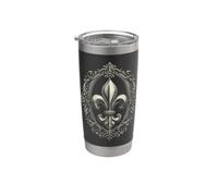 Emblème héraldique baroque orné de fleurs de lys Gobelet isotherme en acier inoxydable double paroi