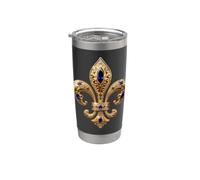 Emblème héraldique français en forme de fleur de lys bleu royal Gobelet isotherme en acier inoxydable double paroi