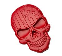 Emblème Voiture 3d Tête de Mort Métal Rouge, Ambiance Halloween | Drapeau Américain, Alliage de Zinc, Finition Polie, Cache-rayures, pour Hayon Automobile, Pare-chocs, Carrosserie Moto
