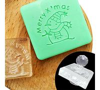 Embosseur de savon de Noël avec, Z0176XR WITH HANDLE | Corps du tampon en acrylique transparent, graphiques saisonniers et texte anglais, impression décorative pour les