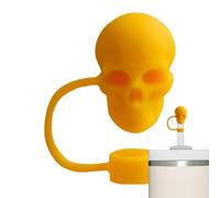 Embout de paille en forme de tête de mort pour gobelets souples | Couverture de paille squelette en silicone pour Halloween, squelette effrayant, fête à thème