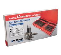 Embout hexagonal 10mm XZN/hexagonal/Torx avec 2 douilles 1/2 et 3/8' porte embout - coffret métallique de 40 pcs DRAKKAR TOOLS - 10751