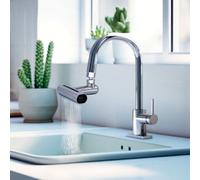 Embout robinet de cuisine cascade VENTEO 4 modes de jet Mitigeur rotatif à 360 Universel Multifonctionnelle pour la cuisine et la salle de bain Argenté 13 x 3 x 12,5 cm Gris