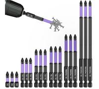 Embouts de tournevis Embouts de tournevis magnétiques, embouts à impact Phillips antidérapants et antichocs, tige hexagonale, en acier allié, adaptés aux outils électriques(18pcs)