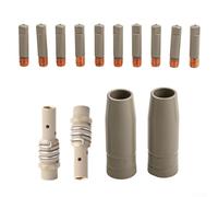 Embouts et buses de soudeur Mig 15ak avec tubes à gaz, embouts de contact en cuivre pur ouverture de 1,0 mm, revêtement anti-éclaboussures pour fil de noyau de flux, kit complet de 14 pièces pour les