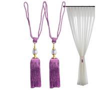 Embrasses à pompons pour rideaux, pompons pour rideaux, longue corde | tressée à la main | Embrasse de rideau décorative, corde tressée avec fenêtre pour attacher les
