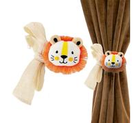 Embrasses de rideaux - Motif lion de dessin animé - Matériau en peluche douce - Embrasse de rideau en forme d'animal - Accessoire décoratif de fenêtre pour chambre d'enfant - Draperies pour chambre