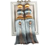 Embrasses pour Rideaux Paire de lanterne suspendue simple boule glands rideaux boucle élingue reliure lanterne embrasses fabriqués à la main tressé boucle draperie rideaux retenues(Bleu clair)