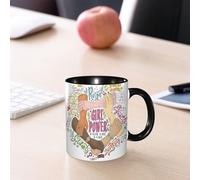 EMCLKS Mug en céramique, 330ml, tasse à thé, tasse cafe, tasse drole, cadeau drole, cadeau homme, mug cafe, Concept féministe. Illustration dessinée à la main représentant le pouvoir des filles.