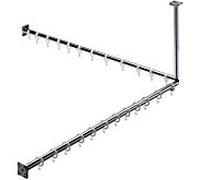 Emco 358700123 Set de douche 1.000 mm (2 x Barre pour rideau de douche, 1 x Set de montage, 1 x Ecoincon, 90°, 1 x Support plafond pour barre, 24 x Anneau de douche)