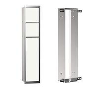 EMCO Asis 150 Module d'armoire encastré pour Salle de Bain comme Porte-Papier Toilette et Porte-Brosse WC avec Compartiment supplémentaire, Armoire Haute avec Fonction « Push to Open », avec Cadre de