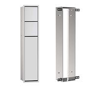 Emco ASIS 150 Module d'armoire encastré pour Salle de Bain, Porte-Papier Toilette et Porte-Brosse WC avec Compartiment supplémentaire, Armoire Haute avec Fonction Push to Open, Cadre de Montage,