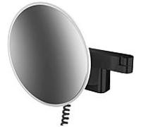 emco LED miroir de rasage et de maqu'illage, modèle mural, double bras articulé, grossissement 3x, rond, cordon spiralé et prise, 109513341, Couleur: Noir