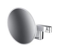 Emco Evo Miroir de Maquillage et de Rasage LED sur Bras Double Articulation, Miroir cosmétique Rond avec éclairage Mural, Miroir grossissant à intensité Variable (3 Compartiments)