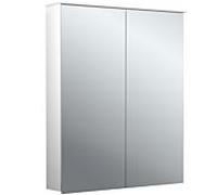 Emco flat 2 armoire de toilette lumineuse en saillie design 979706402 600x711mm, LED, avec voile lumineuse, 2 portes, aluminium