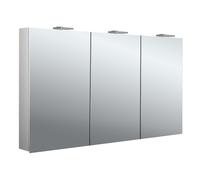 emco flat 2 style armoire à glace lumineuse LED avec 2 lampes à poser, 3 portes, 1300x721x218mm, 979706309