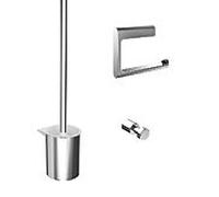 Emco Flow WC Set, chrom, 3 teilig, Papierhalter, WC-Bürste. Handtuchhaken