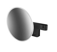 emco LED miroir de rasage et de maqu'illage, modèle mural, bras à double articulation, grossissement 5x, rond, 109513330, Couleur: Noir