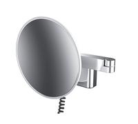 emco LED miroir de rasage et de maqu'illage, modèle mural, bras à double articulation, grossissement 5x, rond, câble spiralé et fiche, 109506040, Couleur: chrome