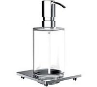 Distributeur de savon liquide de liaison emco pour garde-corps, transparent, verre cristal, pompe doseuse métal, env. 240 ml, chromé, 182100105