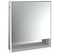 Emco Loft armoire à miroir éclairée à encastrer 979805201 600x733mm, avec compartiment inférieur, LED, arrêt à gauche, aluminium/ Spiegel