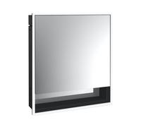 emco loft Armoire de toilette avec éclairage avec compartiment inférieur, 600 mm, modèle à encastrer, noir/miroir, 979813503, Exécution: 1 porte (poignée de porte à droite)