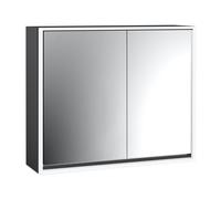 emco loft Armoire de toilette avec éclairage, 800mm, 2 portes, modèle apparent, noir/miroir, 979813310, Exécution: porte large à gauche