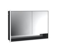 emco loft Armoire de toilette avec éclairage avec compartiment inférieur, 1000mm, 2 portes, modèle à encastrer, noir/miroir, 979813517, Exécution: porte large à gauche