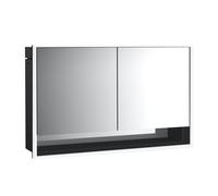 emco loft Armoire de toilette avec éclairage avec compartiment inférieur, 1300mm, 2 portes, modèle à encastrer, 979813521, Couleur: noir/miroir