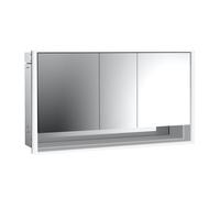 emco loft Armoire de toilette avec éclairage avec compartiment inférieur, 1600mm, 3 portes, modèle à encastrer, 979806223, Couleur: aluminium/blanc